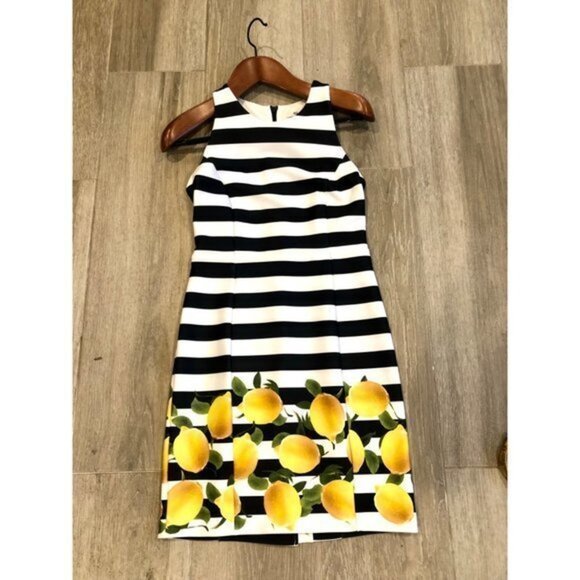 Milly Striped Lemon Empire Waist Above Knee Dress Size 6 - Picture 8 of 8